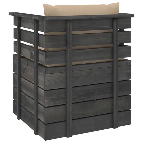 Sillón de jardín con cojines madera de pino M 4