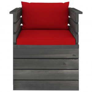 Sillón de jardín con cojines madera de pino H