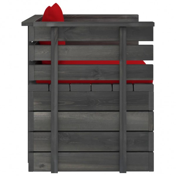 Poltrona de jardim com almofadões madeira de pinho M 3