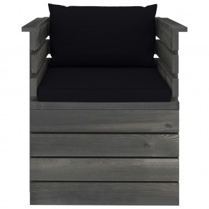 Sillón de jardín con cojines madera de pino H