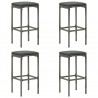 Set de bar para jardín 5 piezas y cojines ratán sintético gris 5