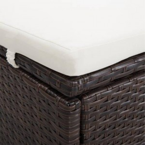 Tumbona para 2 personas con cojín ratán sintético marrón H