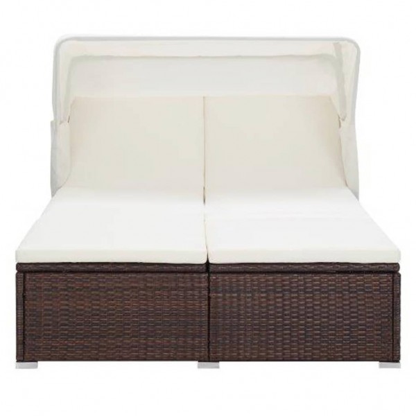 Espreguiçadeira para 2 pessoas com almofadão vime PE castanho M 3