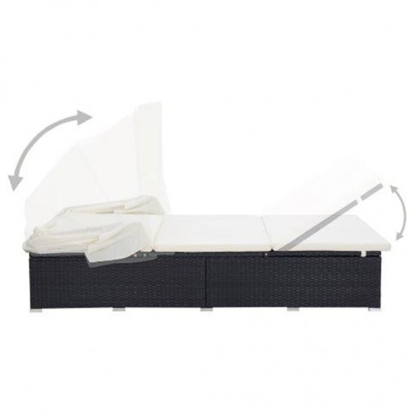 Espreguiçadeira para 2 pessoas com almofadão vime PE preto M 5