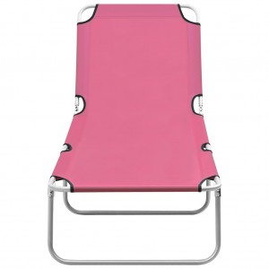 Tumbona plegable de acero y tela rosa H