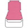 Tumbona plegable de acero y tela rosa 2