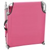 Tumbona plegable de acero y tela rosa 5
