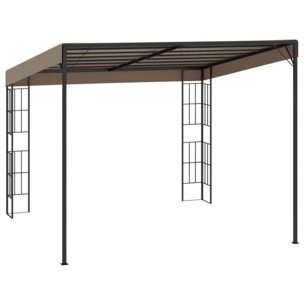 Gazebo de montagem na parede 3x3 m tecido cinzento-acastanhado M 4