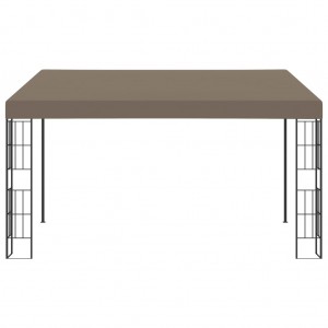 Gazebo de montagem na parede 4x3 m tecido cinzento-acastanhado H