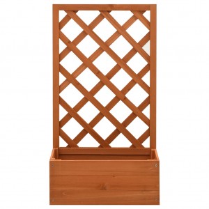Jardinera enrejada de jardín madera abeto naranja 50x25x90 cm H