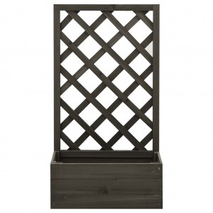 Jardinera enrejada de jardín madera abeto gris 50x25x90 cm H