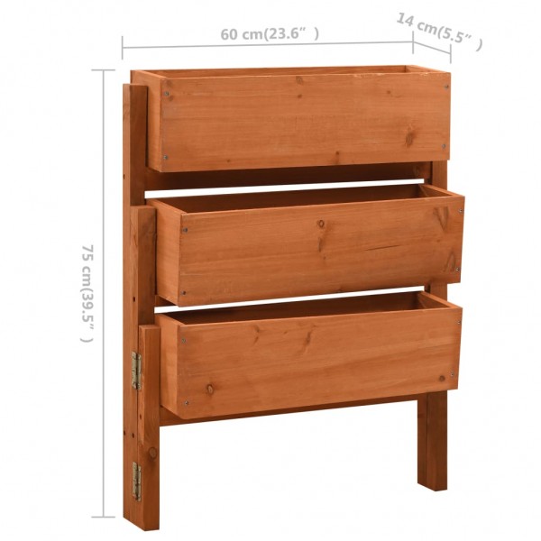 Floreira dobrável para jardim 60x14x75 cm abeto maciço laranja M 5