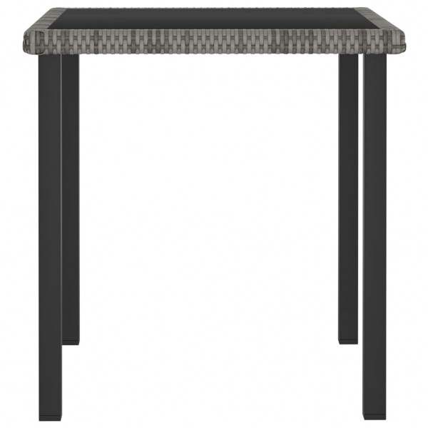 Mesa de jantar para jardim 70x70x73 cm vime PE cinzento M 2