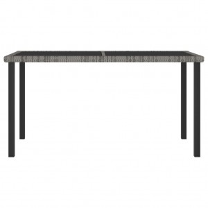 Mesa de comedor para jardín ratán sintético gris 140x70x73 cm H