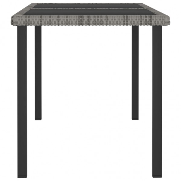 Mesa de jantar para jardim 140x70x73 cm vime PE cinzento M 3