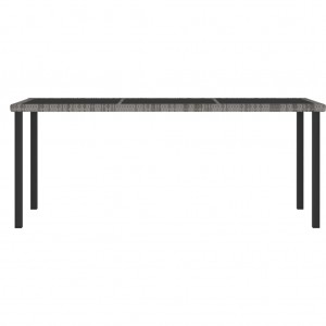 Mesa de jantar para jardim 180x70x73 cm vime PE cinzento H