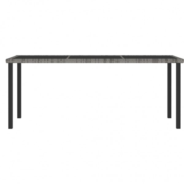Mesa de jantar para jardim 180x70x73 cm vime PE cinzento M 2