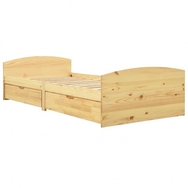 Estructura de cama con 2 cajones madera maciza pino 90x200 cm M 2