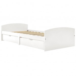 Estrutura de cama com 2 gavetas 90x200 cm pinho maciço branco H