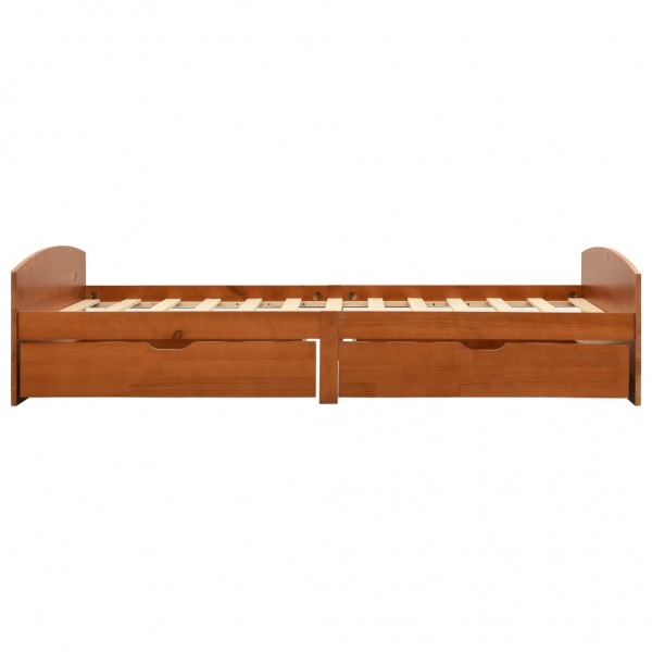 Estrutura cama c/ 2 gavetas 90x200 cm pinho maciço castanho mel M 3