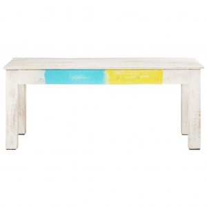 Mesa de centro de madera de mango maciza blanca 110x60x45 cm H