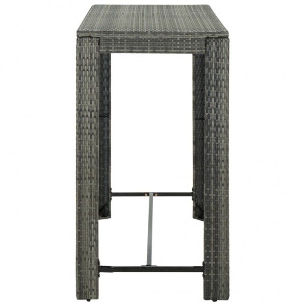 Mesa alta de jardín ratán sintético gris 140.5x60.5x110.5 cm M 3