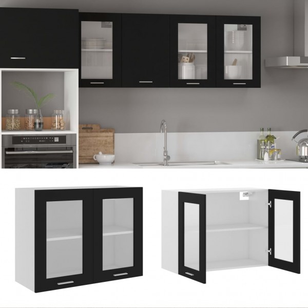 Armario colgante cocina contrachapada negro 80x31x60 cm D