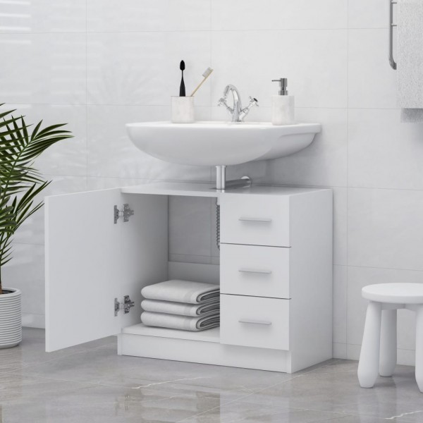 Armario para lavabo madera contrachapada blanco 63x30x54 cm M 3
