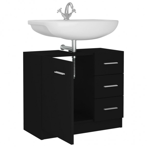 Armario para lavabo madera contrachapada negro 63x30x54 cm M 4