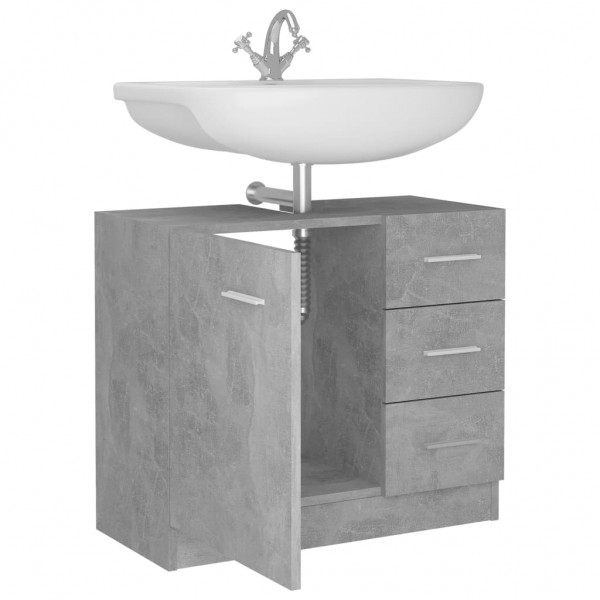 Armario para lavabo contrachapada gris hormigón 63x30x54 cm M 4