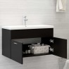 Armario para lavabo madera contrachapada negro 80x38.5x46 cm 3