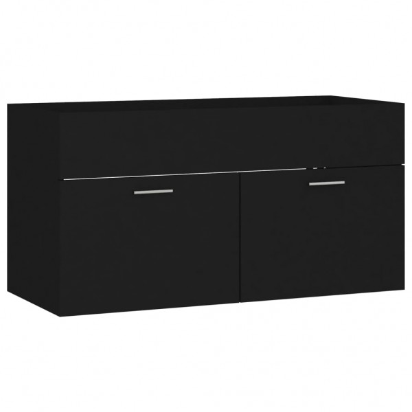 Armario para lavabo madera contrachapada negro 90x38.5x46 cm M 2