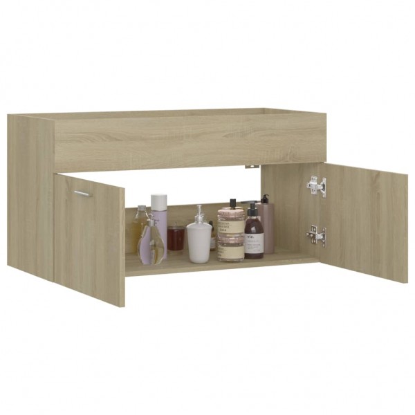Armario para lavabo contrachapada color roble 90x38.5x46 cm M 4