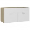 Armario para lavabo contrachapada blanco roble 90x38.5x46 cm 2