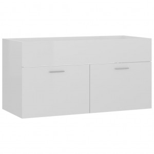 Armário lavatório 90x38.5x46 cm contraplacado branco brilhante H