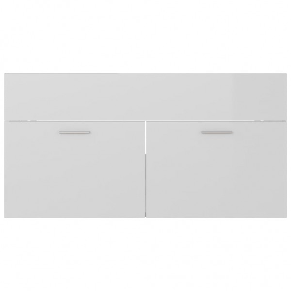 Armario para lavabo contrachapada blanco brillo 90x38.5x46 cm M 5