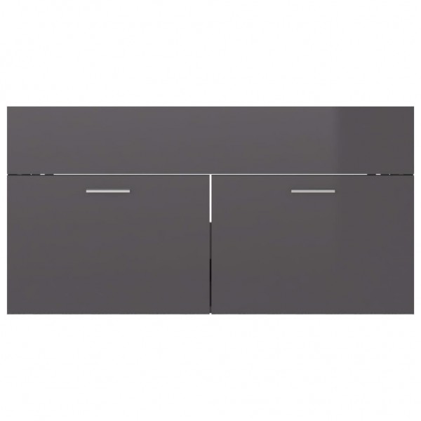 Armario para lavabo contrachapada gris brillo 90x38.5x46 cm M 5