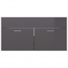 Armario para lavabo contrachapada gris brillo 90x38.5x46 cm 5
