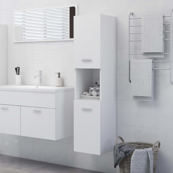 Armario de baño madera contrachapada blanco 30x30x130 cm D