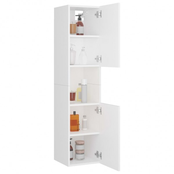 Armario de baño madera contrachapada blanco 30x30x130 cm M 4