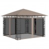 Gazebo c/ rede mosquiteira 3x3x2.73m 180 g/m² cinza-acastanhado 1