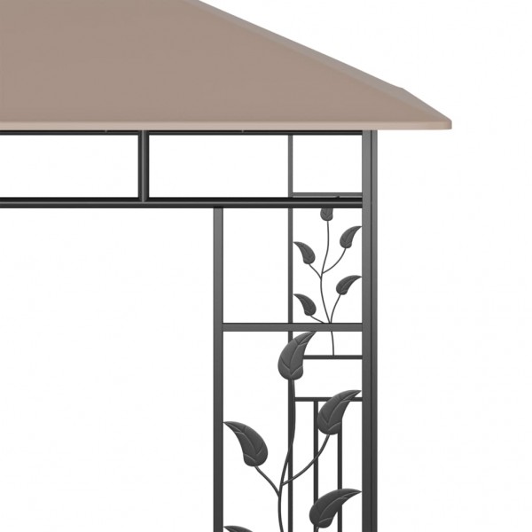 Gazebo c/ rede mosquiteira 3x3x2.73m 180 g/m² cinza-acastanhado M 4