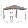 Gazebo c/ rede mosquiteira 3x3x2.73m 180 g/m² cinza-acastanhado 5