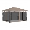Gazebo c/ rede mosquiteira 4x3x2.73m 180 g/m² cinza-acastanhado 1