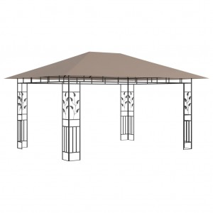 Gazebo c/ rede mosquiteira 4x3x2.73m 180 g/m² cinza-acastanhado H