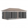 Gazebo c/ rede mosquiteira 6x3x2.73m 180 g/m² cinza-acastanhado 1