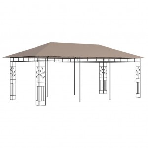 Gazebo c/ rede mosquiteira 6x3x2.73m 180 g/m² cinza-acastanhado H