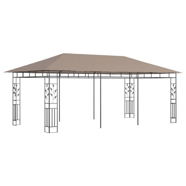 Gazebo c/ rede mosquiteira 6x3x2.73m 180 g/m² cinza-acastanhado M 2