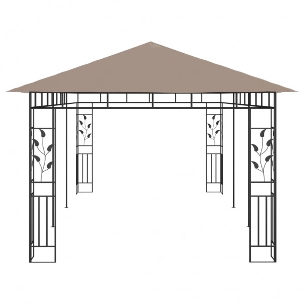 Gazebo c/ rede mosquiteira 6x3x2.73m 180 g/m² cinza-acastanhado M 4
