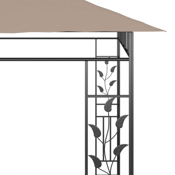 Gazebo c/ rede mosquiteira 6x3x2.73m 180 g/m² cinza-acastanhado M 5